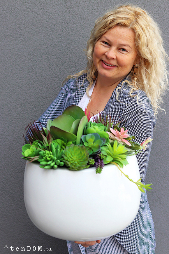 Graciana Cacti Fiberglass, sukulenty w okrągłej donicy, wys.38cm