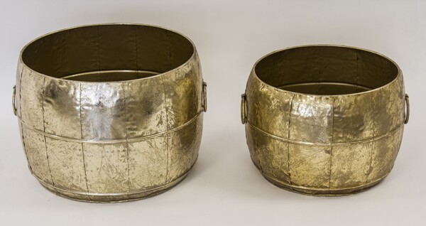 Dominicana, złota metalowa donica, kpl.2szt, śr.31 / 28cm