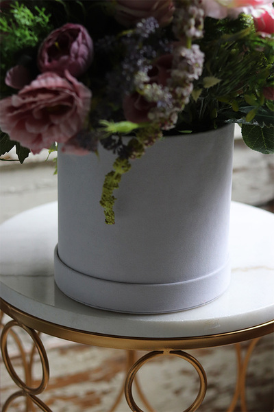 flowerbox welurowy z różowymikwiatami, Rosina wym.47x55cm 