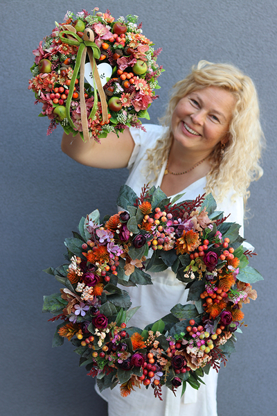 atrakcyjny jesienny wianek, Jesienne Serce, śr.30cm  