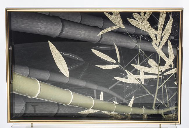 Bamboo Black Style, elegancka taca melaminowa, wym.45x30x5cm