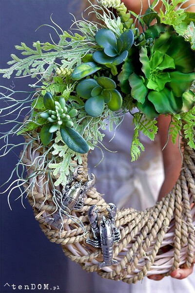 atrakcyjny marynistyczny wianek Homary, śr.38cm 