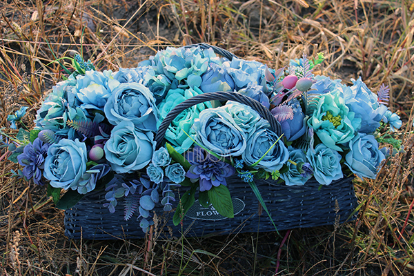 podłużny kosz w niebieskiej tonacji Theresa Big 30x73cm