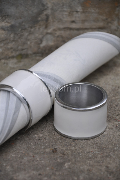 aluminiowe obrączki na serwetki Glamour White, 6szt.