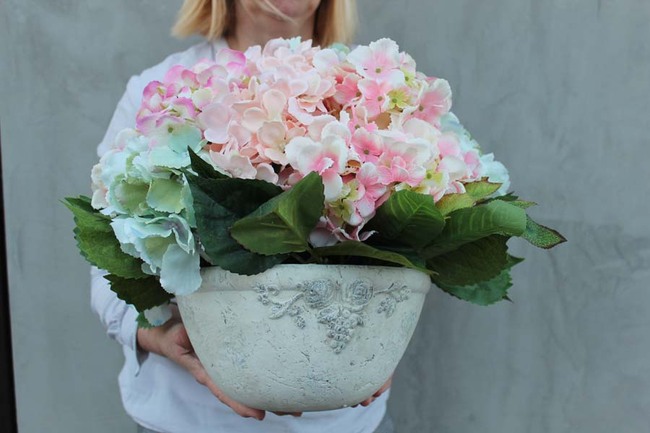 Hortensjowa kompozycja kwiatowa / bukiet, wys.36cm