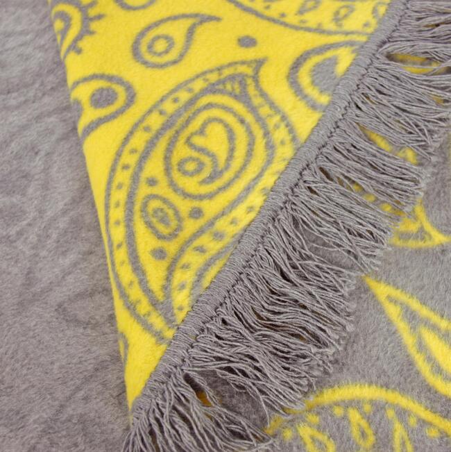 koc / narzuta dekoracyjna Santana, szaro - żółta, wym.150x200cm