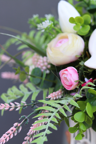 Lirena, kompozycja z ceramicznym ptaszkiem zawieszką - klatką, wys.30cm