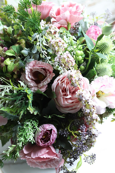 flowerbox welurowy z różowymikwiatami, Rosina wym.47x55cm 