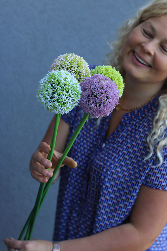 Garlica, kolorowe kwiaty czosnku, 4szt, dł.55cm