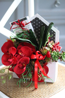 elegancka koperta flowerbox z czekoladą, Walentyna, wym.30x28cm 