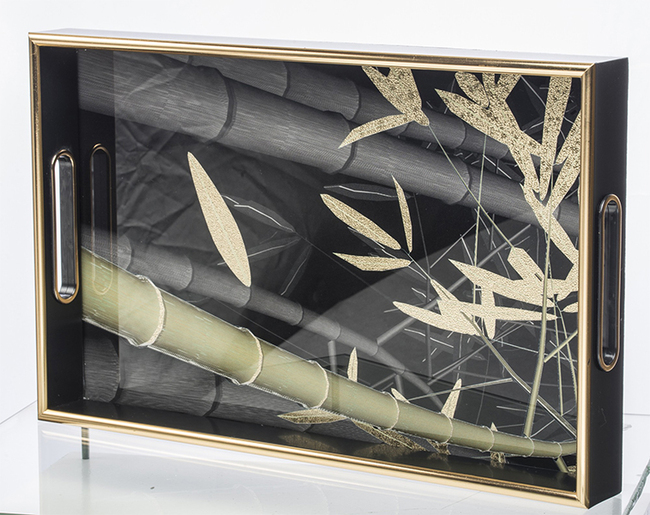 Bamboo Black Style, elegancka taca melaminowa, wym.45x30x5cm