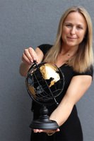 Dionis, metalowy globus, wys.32cm