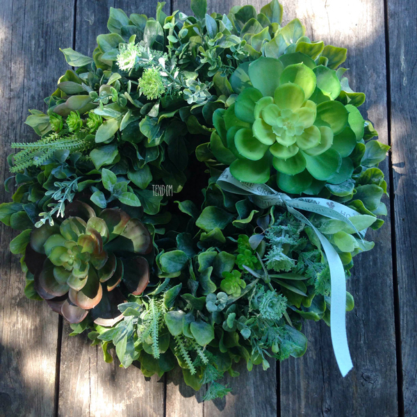 wianek dekoracyjny z kaktusami Sukulent 2, śr.32cm