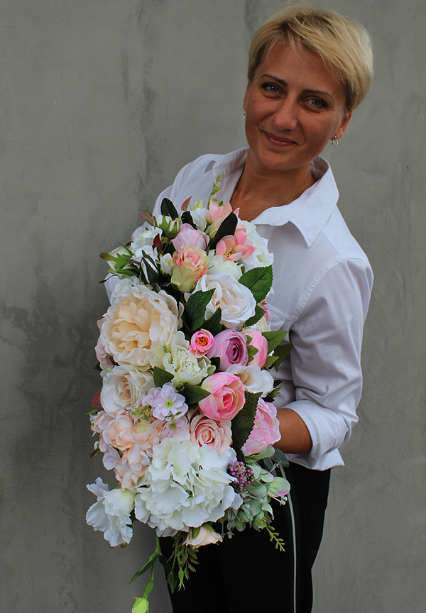 elegancka kompozycja kwiatowa / bukiet Pink Palladium 3, dł.55cm