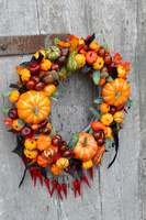 efektowny wianek Jesienne Dynie z Chilli, śr.33cm 