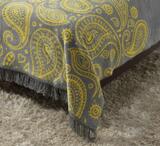 koc / narzuta dekoracyjna Santana, szaro - żółta, wym.150x200cm