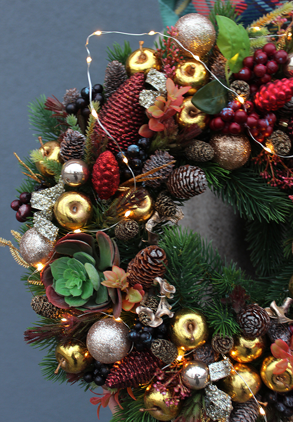 bajeczny bożonarodzeniowy wianek na drzwi / stroik na stół Dellano, śr.40cm