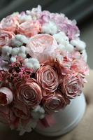 Demila, kwiatowy flowerbox z bawełną, wys.35cm