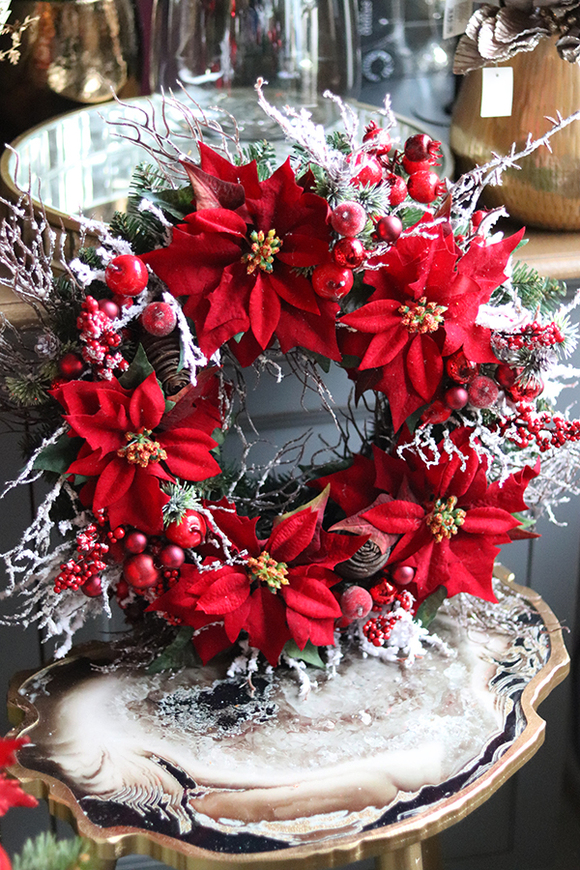 Gwiazda Betlejemska Classic, zimowy wianek, śr.40cm