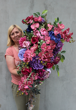 Mystery Pink wiązanka / dekoracja nagrobna, wym.88cm