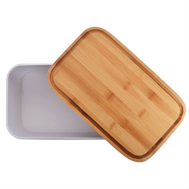 Bread White B, chlebak z bambusową pokrywą, wym.42.5x23x12.7cm