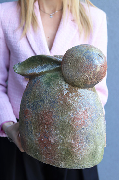 OD RĘKI Modern Bunny, duży zajączek wielkanocny figurka, vintage, wym.36x32x15cm