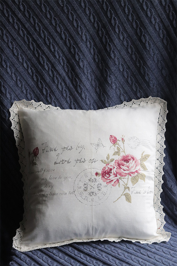Romantic Roses, poszewka na poduszkę z koronką