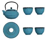 Awaji żeliwny zestaw do herbaty na cztery osoby turkusowy