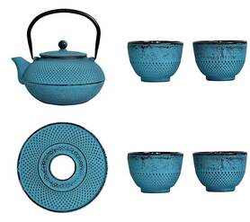 Awaji, żeliwny zestaw do herbaty na 4 osoby, turkusowy, poj.1,5l