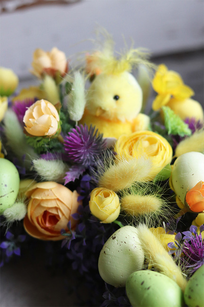 Kurczaczek Egg, żółty stroik wielkanocny, śr.41cm