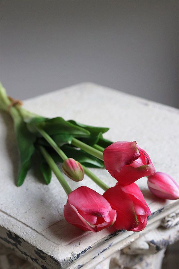 April New, bukiet tulipanów silikonowych Różowy
