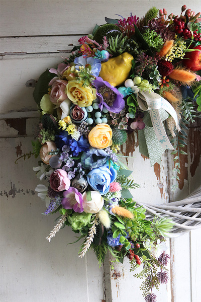 Auriano, kolorowy wianek na drzwi, śr.40cm