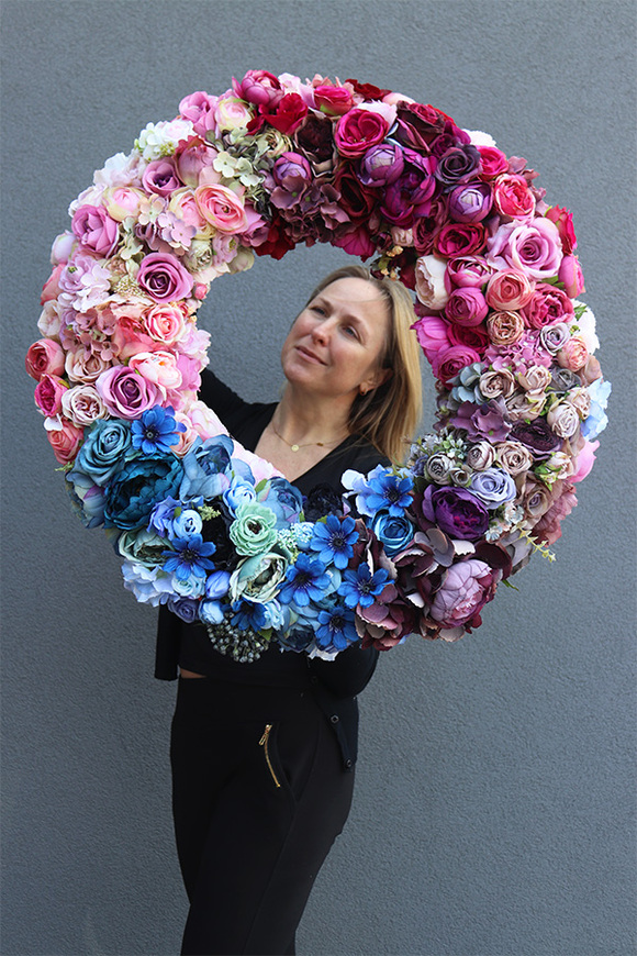 Caryca Santana, bogaty wianek na drzwi, śr.74cm