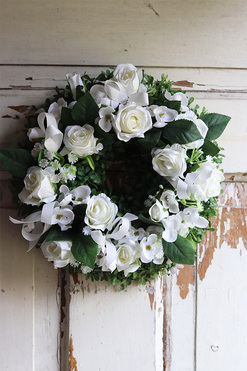 OD RĘKI Czas Komunii, biały wianek dekoracyjny, śr.30cm  