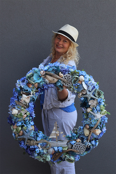 gigantyczny marynistyczny wianek, Moko Oceania, śr.71cm