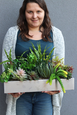 OD RĘKI Suculenti Steel Modern 2, sukulenty w stalowej donicy, wym.47x50cm 