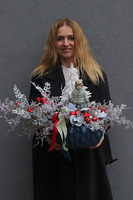 Narciarz, wysokiej jakości stroik świąteczny, wym.44x68x34cm