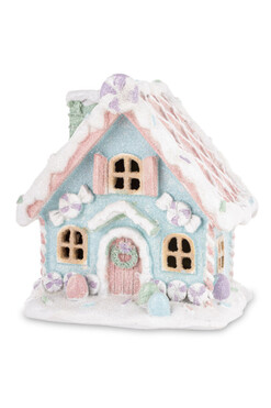 Gingerbread P, świąteczny domek z piernika LED, wym.13x12x10.5cm