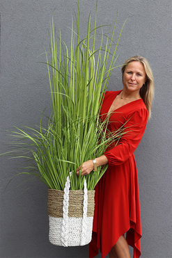 nowoczesna kompozycja ze sztucznej trawy Desireno B, wym.145cm