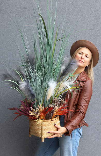 Coco Jumbo, sztuczna trawa w koszu z ziołami