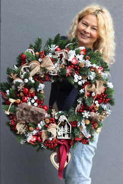 bardzo duży wianek / stroik dekoracyjny Christmas with tenDOM Big, Sanki, śr.63cm
