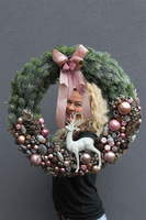 duży świąteczny wianek, Z Białym Jeleniem, śr.60cm