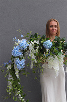 elegancka girlanda z białymi i niebieskimi kwiatami, Blue Romance