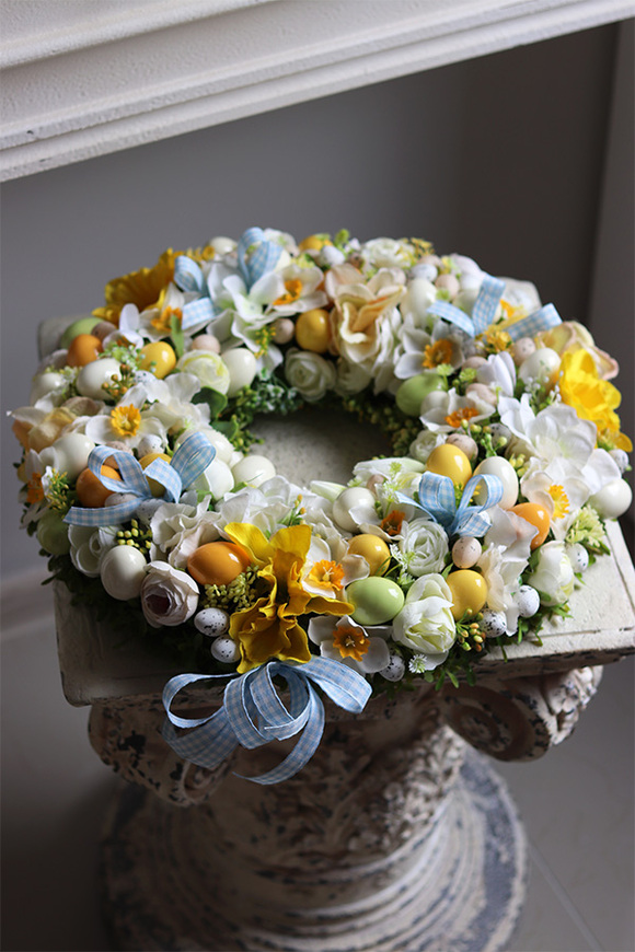 wielkanocny wianek z jajkami, Happy Easter Blue