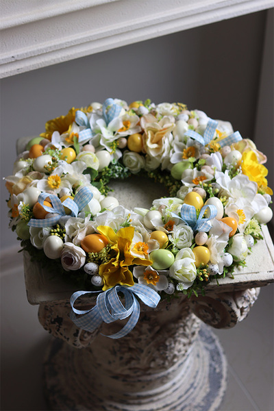 wielkanocny wianek z jajkami, Happy Easter Blue