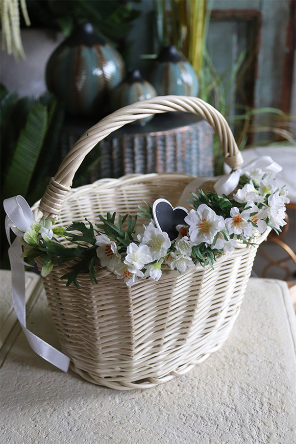 kosz z kwiatami, Nefrita, wym.30x29x23cm 