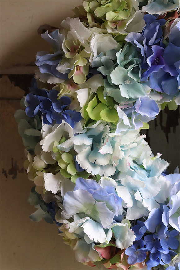 bogaty biało-niebieski wianek, Neonisa, śr.40cm 