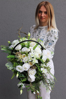 Wspomnienie Melancholia Biel, dekoracja nagrobna w metalowym koszu