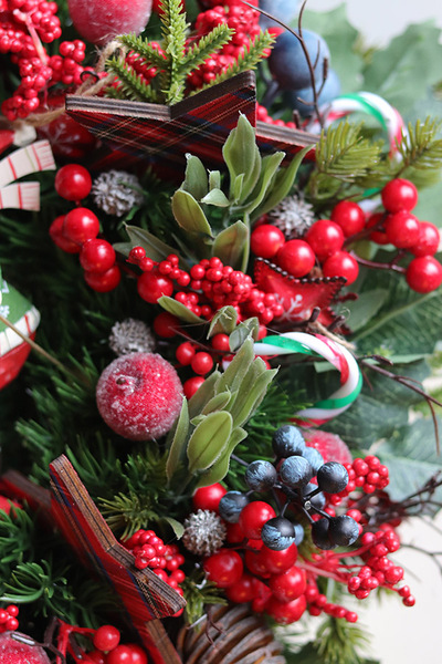 Reniferowe Ferie, świąteczny wianek na drzwi