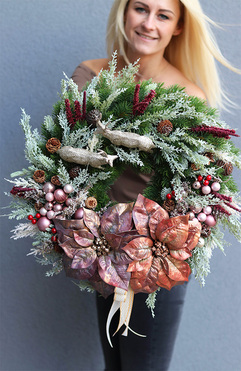 świąteczny wianek / stroik Reny Zimą, rozp.55cm   